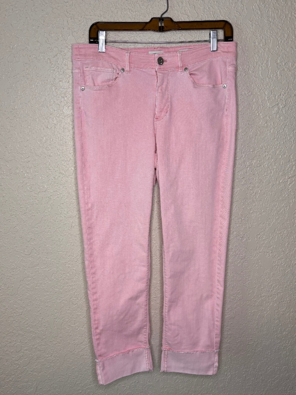 J. Jill Pink Authentic Fit Denim Cropped Cuffed Jeans Women's Size 8
